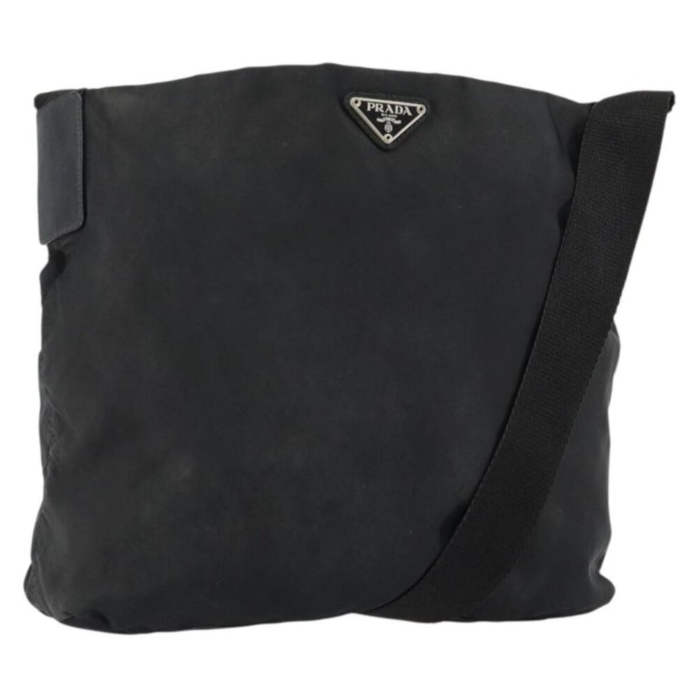 Authentic PRADA Shoulder Bag Nylon Black Silver